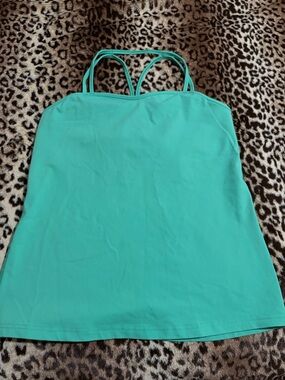 Aqua Teal Tonic Strappy Athletic Tank Top